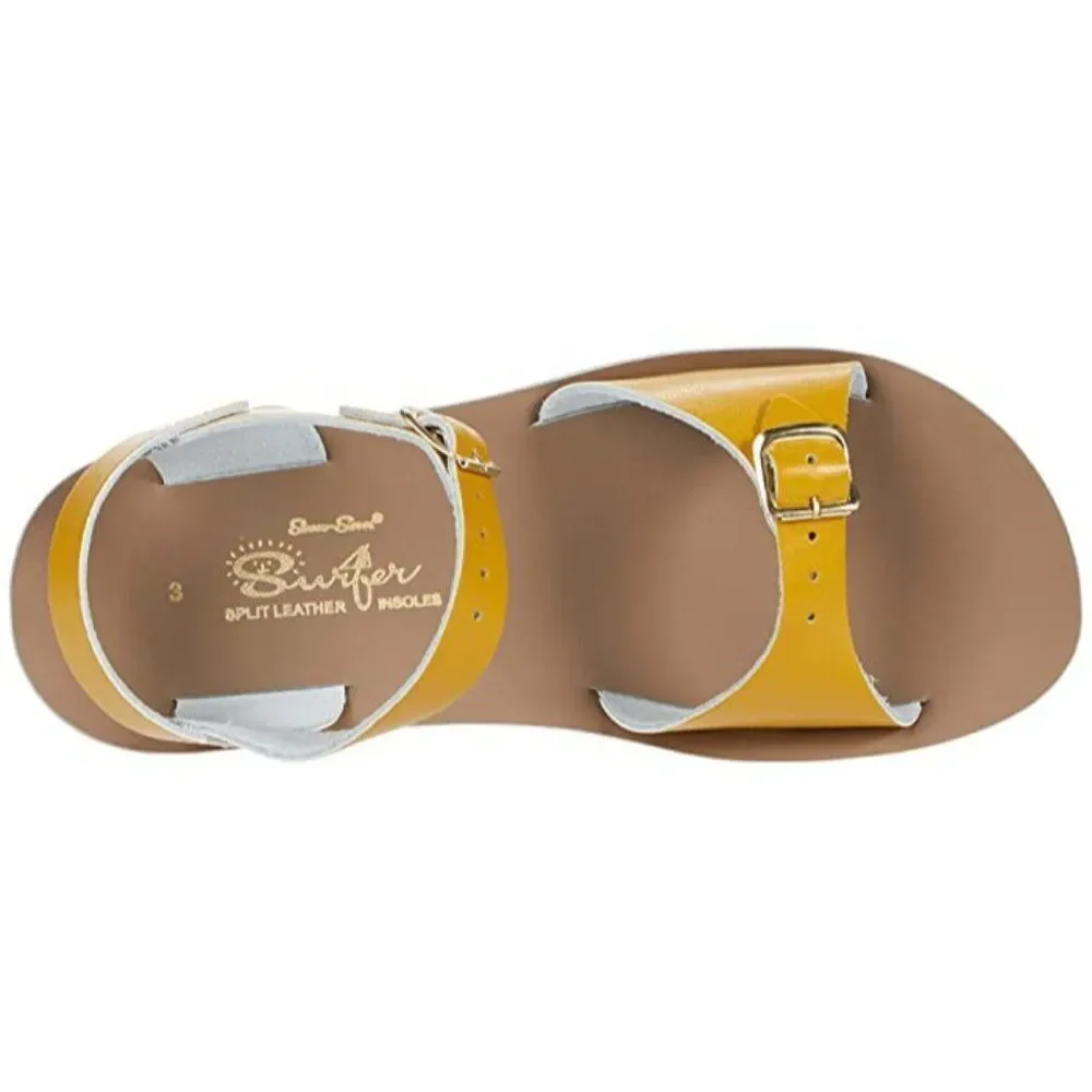 Salt Water Sun-San Surfer Leather Sandals Water Friendly Mustard Toddler Girls 5